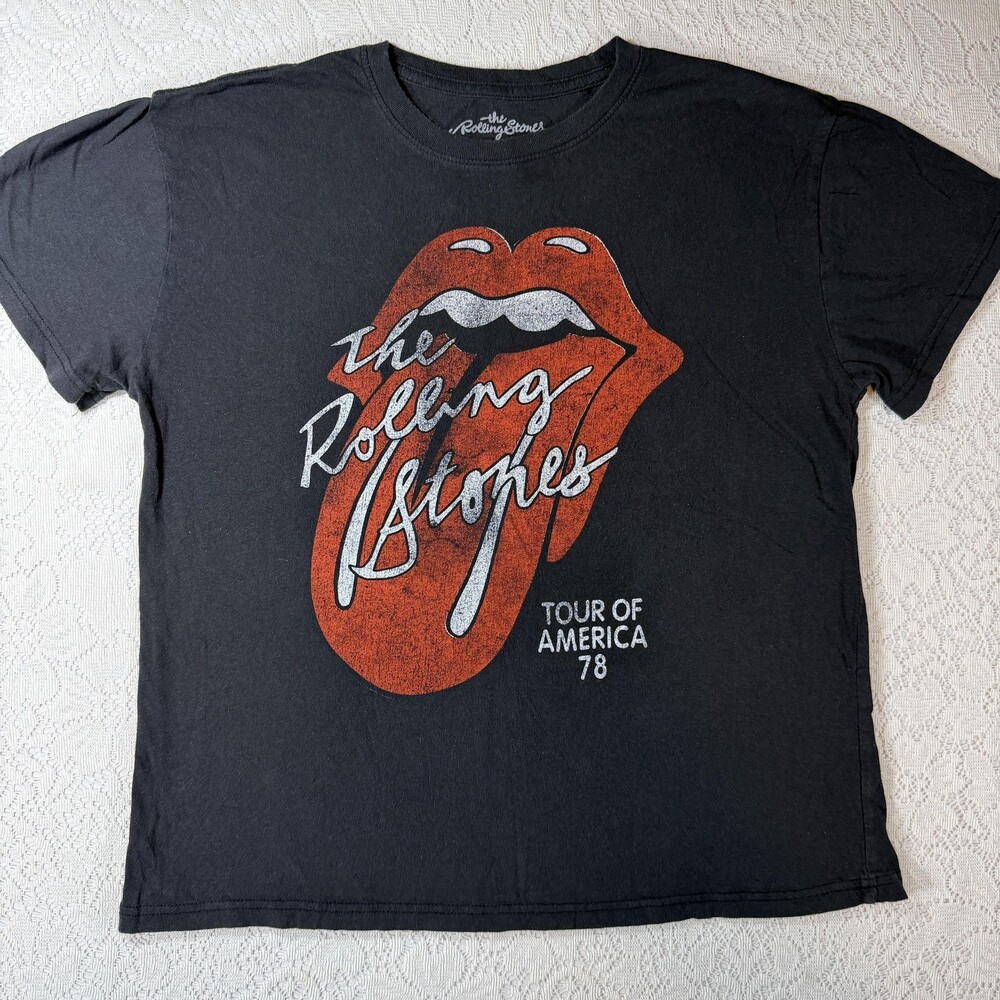 Rolling Stones Shirt Large Black Tour Of America 78 Graphic Rock Band